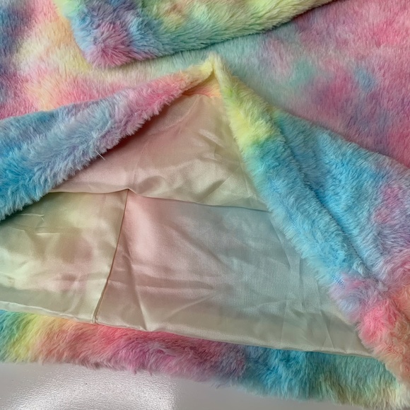 Unicorn Cotton Candy FauxFur Fleece Pullover 1/2 Zip Sweatshirt - Picture 3 of 5